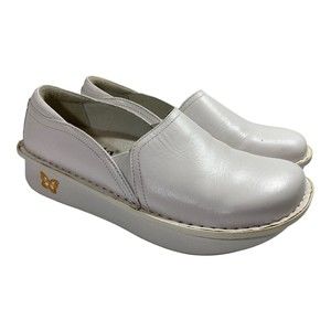 Alegria Debra White Leather Clog Comfort Shoes Womens 37EU/7US